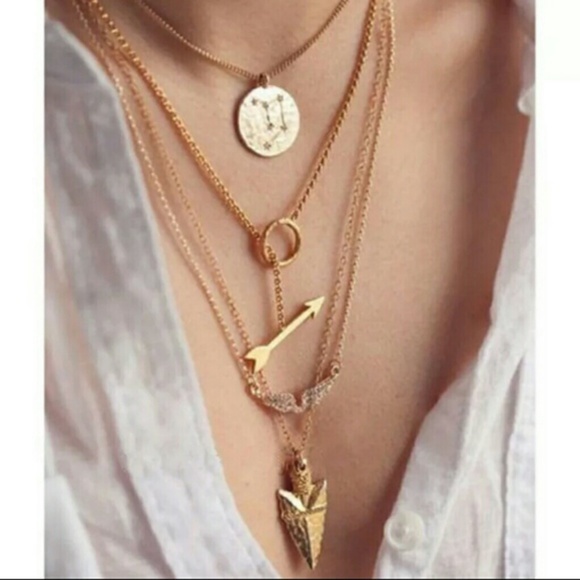 Jewelry - Gold tone multilayer choker necklace